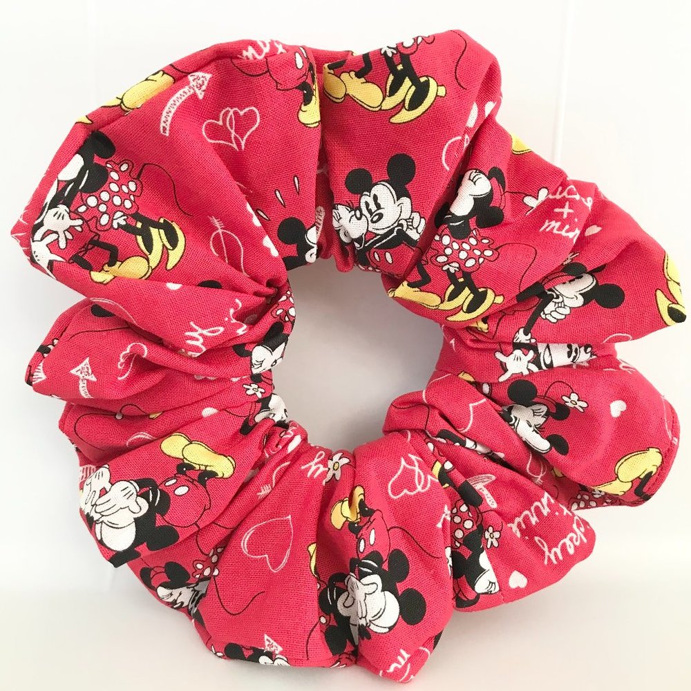 Scrunchies, Brand New Handmade Mickey & Minnie Large Scrunchie for all hair type